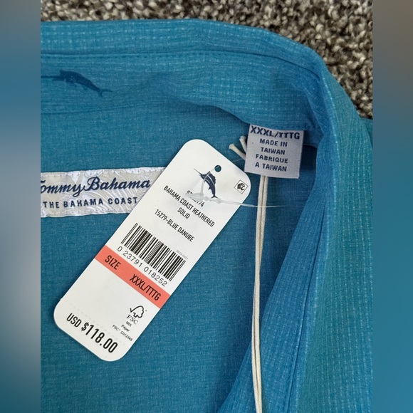 Tommy Bahama Big & Tall Bahama Coast IslandZone Heathered Solid Camp Shirt ~ NWT - Picture 4 of 11